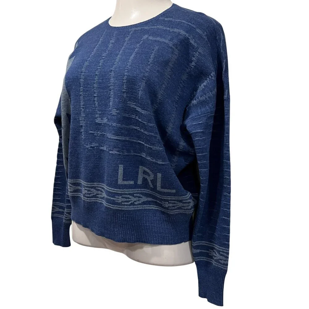 Lauren Ralph Lauren Vernida Linen Blend Crew Sweater, NWT, Blue, M